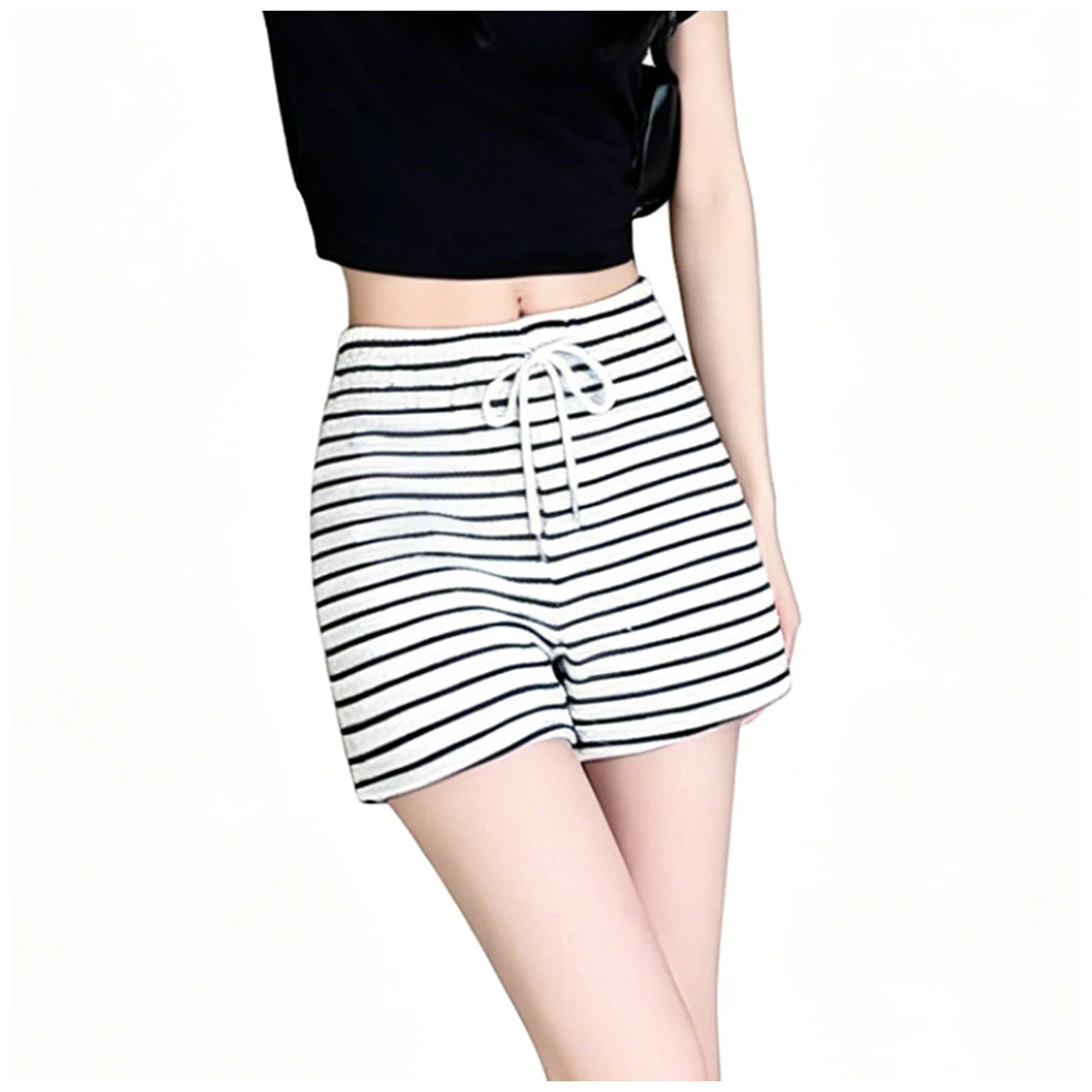 Women's Striped Sports Shorts with High Waist Design and Wide Leg Fit for Casual Wear Daily Use Vacation and Club Activities