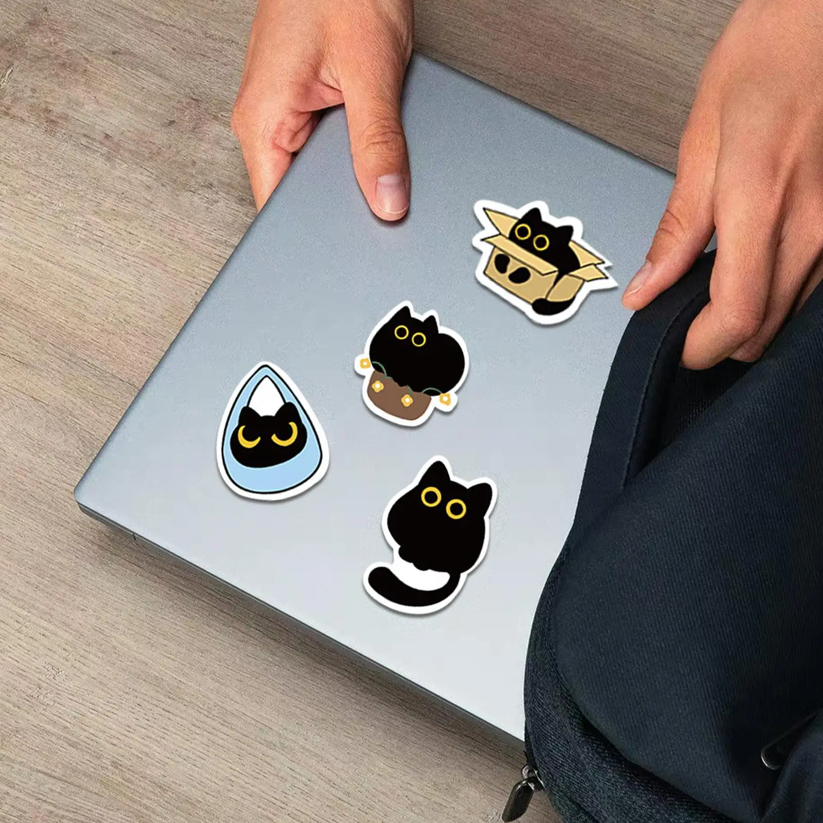 Cat Stickers Roll Funny Cartoon Black Kitten Laptop Stickers 500 Sheet/Roll Aesthetic Cat Decals For Scrapbooking Journal