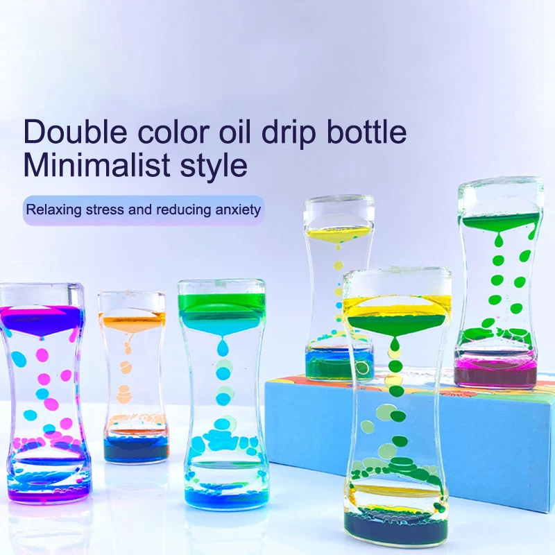 1PC Liquid Milk Color Oil Drop Timer Movement Sensory Toys Stress Relief Props Home Office Desktop Decor