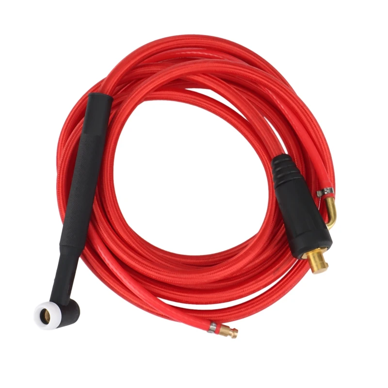 ●WP17F TIG Welding Torch Quick Connector Gas-Electric Integrated Red Hose Cable Wires 4M 35-50 Euro Connector 13.12Ft