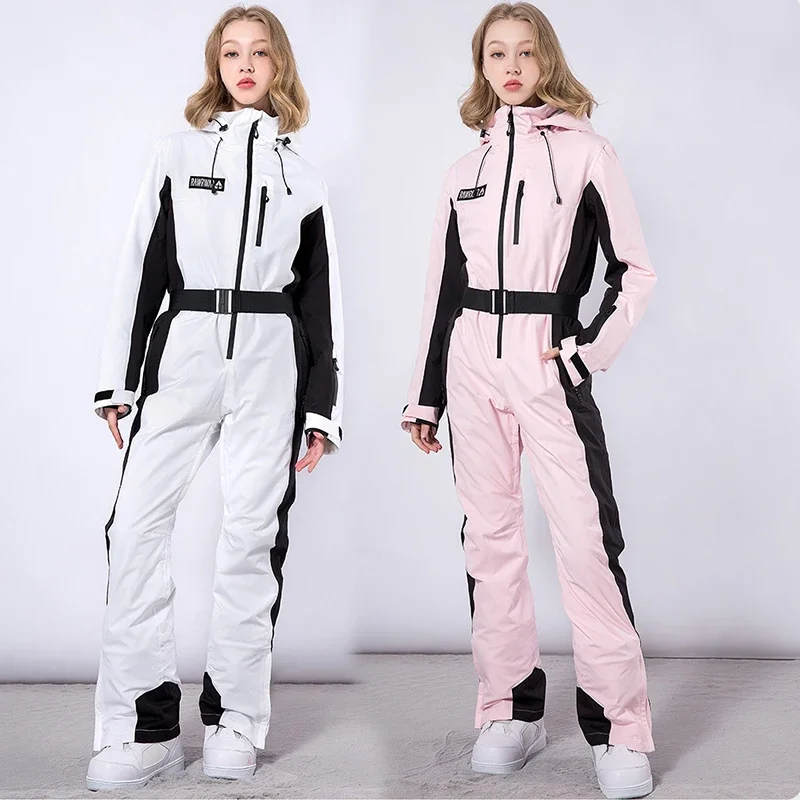 Winter New One-Piece Ski Suit Women Overalls Slim Fit Warm Outdoor Sports Snowboard Suit Ski Jumpsuits Wind Proof Waterproof