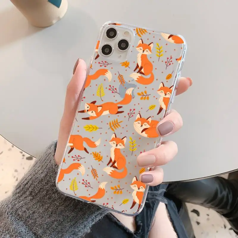 FHNBLJ Anime funny foxs lovely cute Phone Case For iPhone 14 13 12 11 Pro Max Mini X Xs XR 6 7 8 Plus SE 2020 Transparent Case