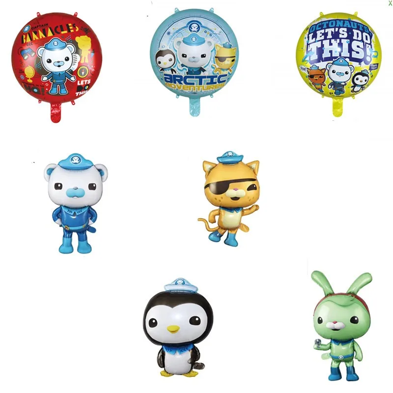 

7pcs/set Octonauts Cartoon Balloons Polar Bear Cat Penguin Cute Sea Animal Air Balls Children Birthday Party Decoration Toy