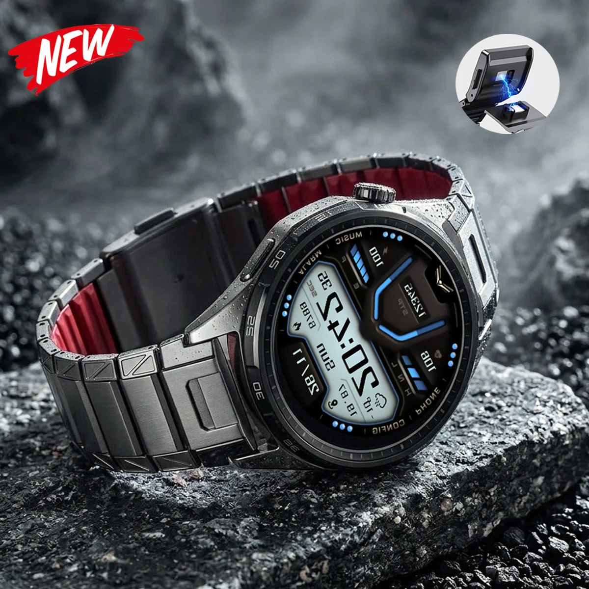 22mm Stainless steel silicone magnetic clasp watch strap forHuawei WatchGT7/6/5/4/Pro46mmand Redmi Watch 5Active/5LiteBracelet