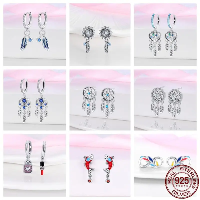 Real 925 Sterling Silver Earring Red Carp & Conch Shell Earrings Jewelry Gift Wedding Earrings For Women 2023 Trending