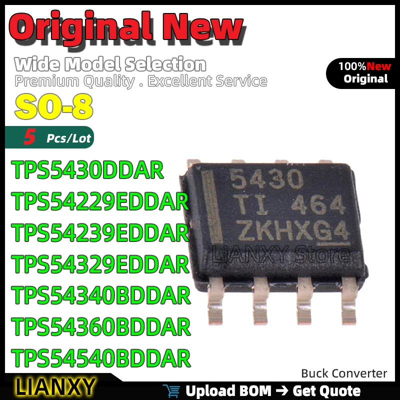 5pcs SO-8 TPS5430DDAR TPS54229EDDAR TPS54239EDDAR TPS54329EDDAR TPS54340BDDAR TPS54360BDDAR TPS54540BDDAR TPS54560BDDAR New