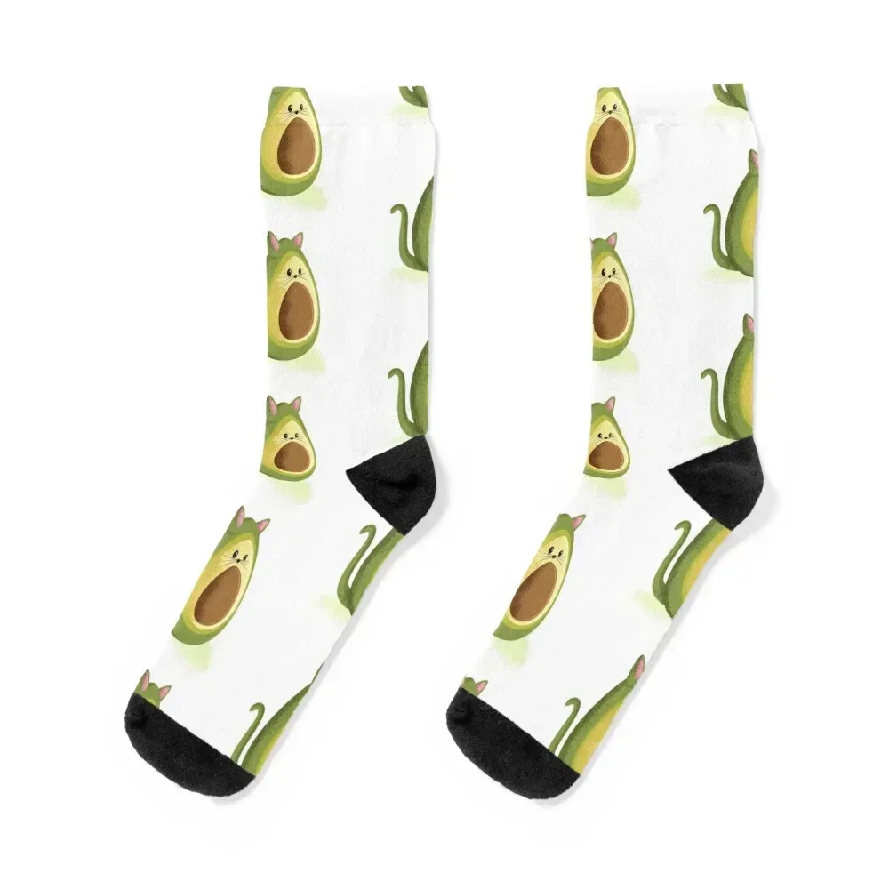 

Avocado cat Socks Run short Men Socks Women's