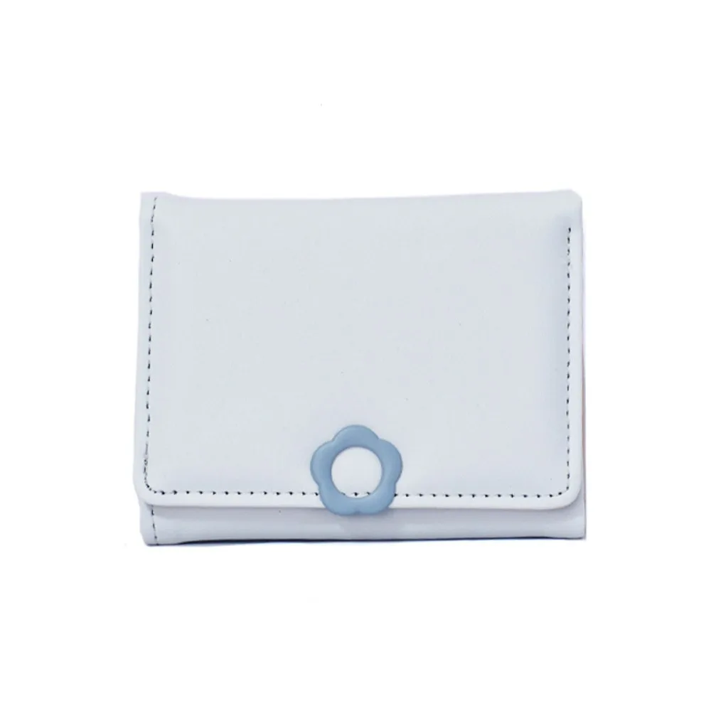Simple Pu Leather Flower Short Wallet Multi-card Multifunctional Tri-Fold Wallet Bank Card Bag Coin Purse Folding Purse Girls