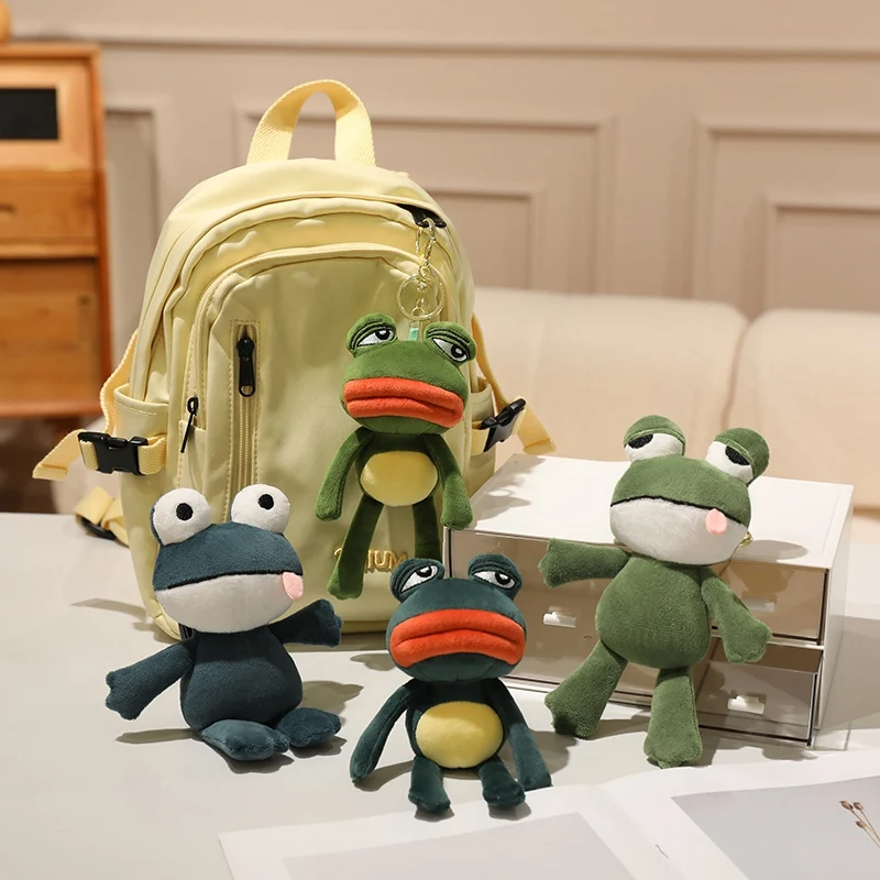 18cm Cartoon Ugly Frog Plush Keychain Cute Weird Frog Pendant Soft Stuffed Animal Bag Charm Gift Car Phone Plush Keyrings