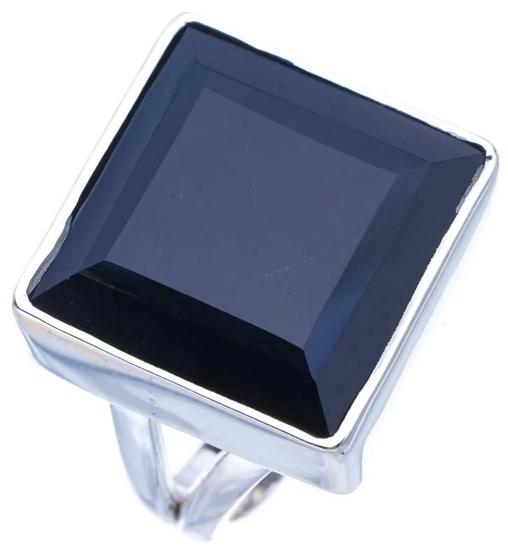

StarGems Natural Black Onyx Handmade 925 Sterling Silver Ring 5 F0520