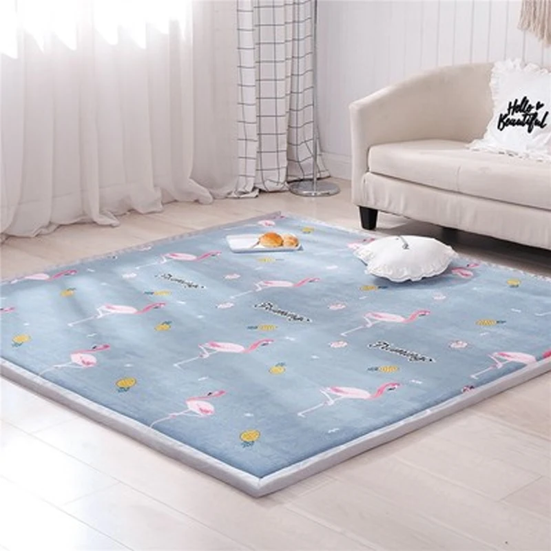 Thicken Coral Fleece Velvet Tatami Floor Mats Large Carpets Bedroom Mat Children Climbed Playmat Home Mattresses Floor Mattress