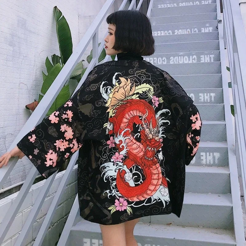 Kimono Jepang pria gaya Streetwear Haori wanita 2024 baru gaya Jepang mode Kimono Jepang Kimono pria Yukata Samurai pakaian