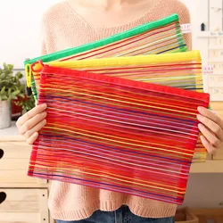 Nylon Mesh Storage Bags for Documents, School and Office Supplies A5 B5 B6 File Folders Multi-purpose File Bags Random Color