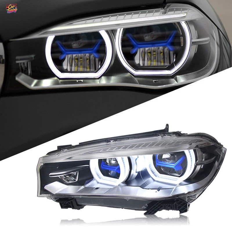 

Подходит для BMW X5 14-18, комплект фар F15, модифицированные светодиодные дневные ходовые огни, линзы указателей поворота, фары X6.