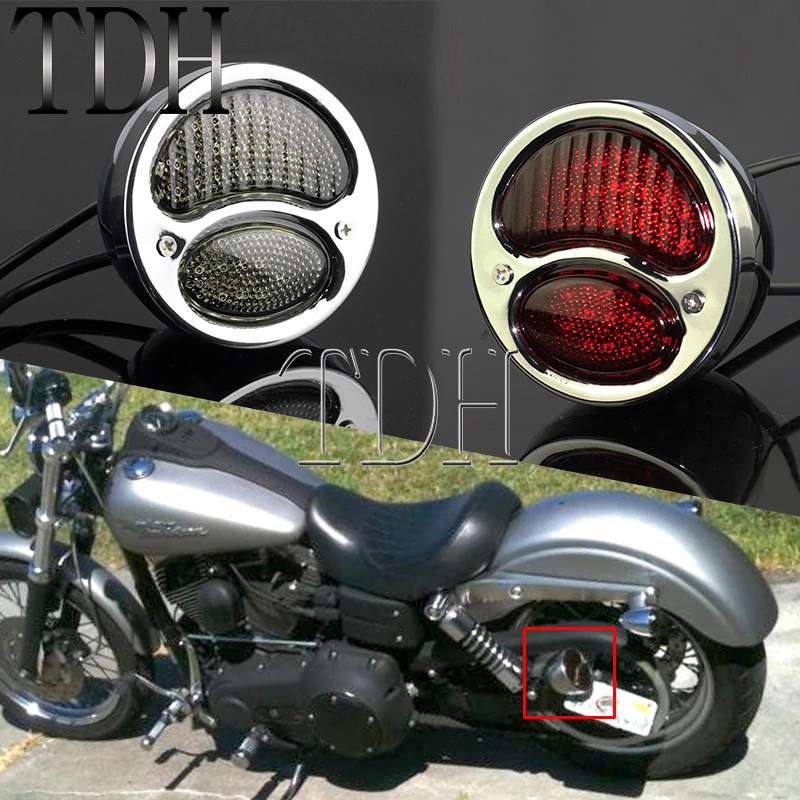 

Motorcycle LED Tail Light For Harley Chopper Bobber Cafe Racer Street Bob Wide Glide Custom Vintage Rear Stop Lamp Brake Light