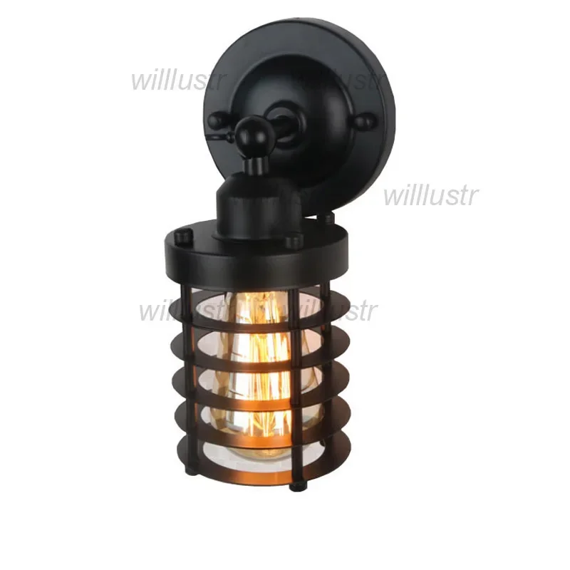 Estilo industrial lâmpada de parede metal vintage ferro arandela loft escada corredor barra varanda iluminação campo americano