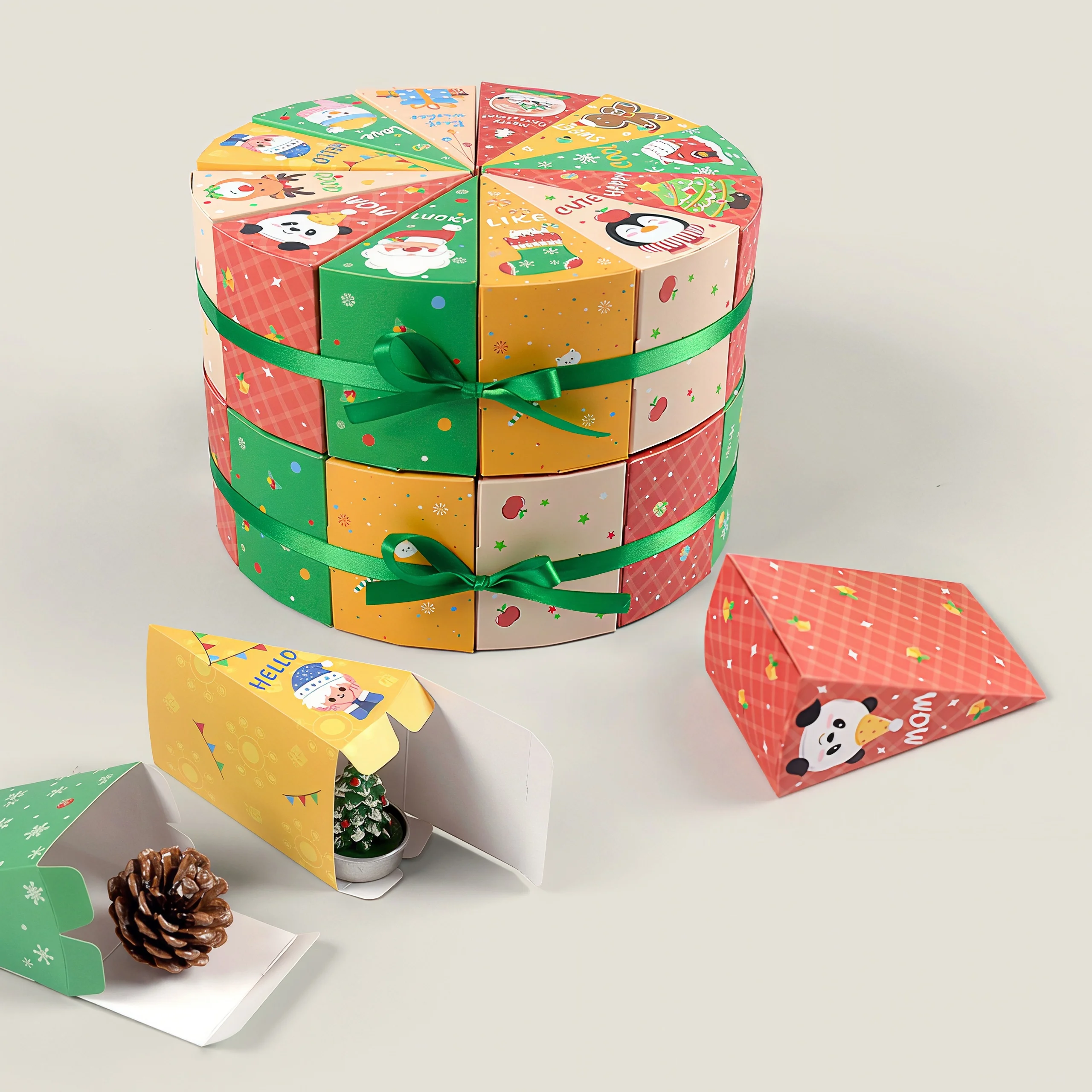 12 قطعة شجرة عيد الميلاد مثلث صندوق هدايا ورقي الزنجبيل رجل كوكي كاندي صندوق الوجبات الخفيفة لتقوم بها بنفسك عيد ميلاد سعيد لوازم الحفلات