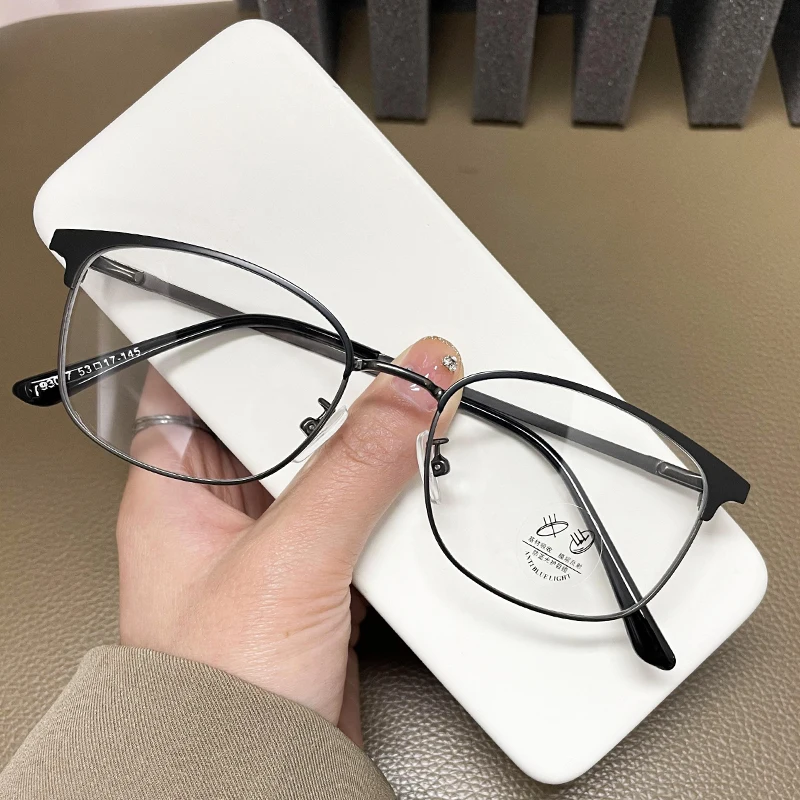 Vintage Retro Style Women's Glasses Semi-rimless Blue Light Blocking Eyeglass Frames Rectangle Shape Women's Glasses Frame