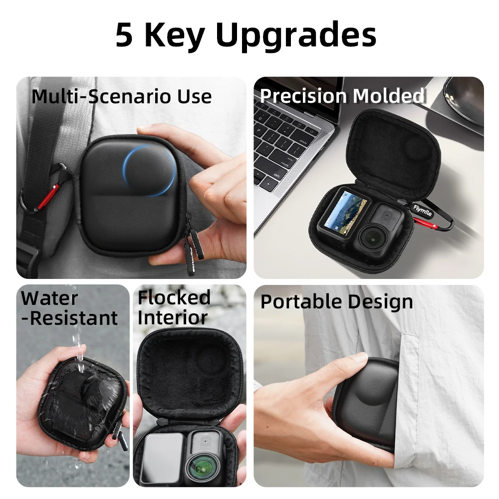 

PU Mini Storage Case for DJI Osmo Nano Action Camera Storage Bag with Carabiner Black​