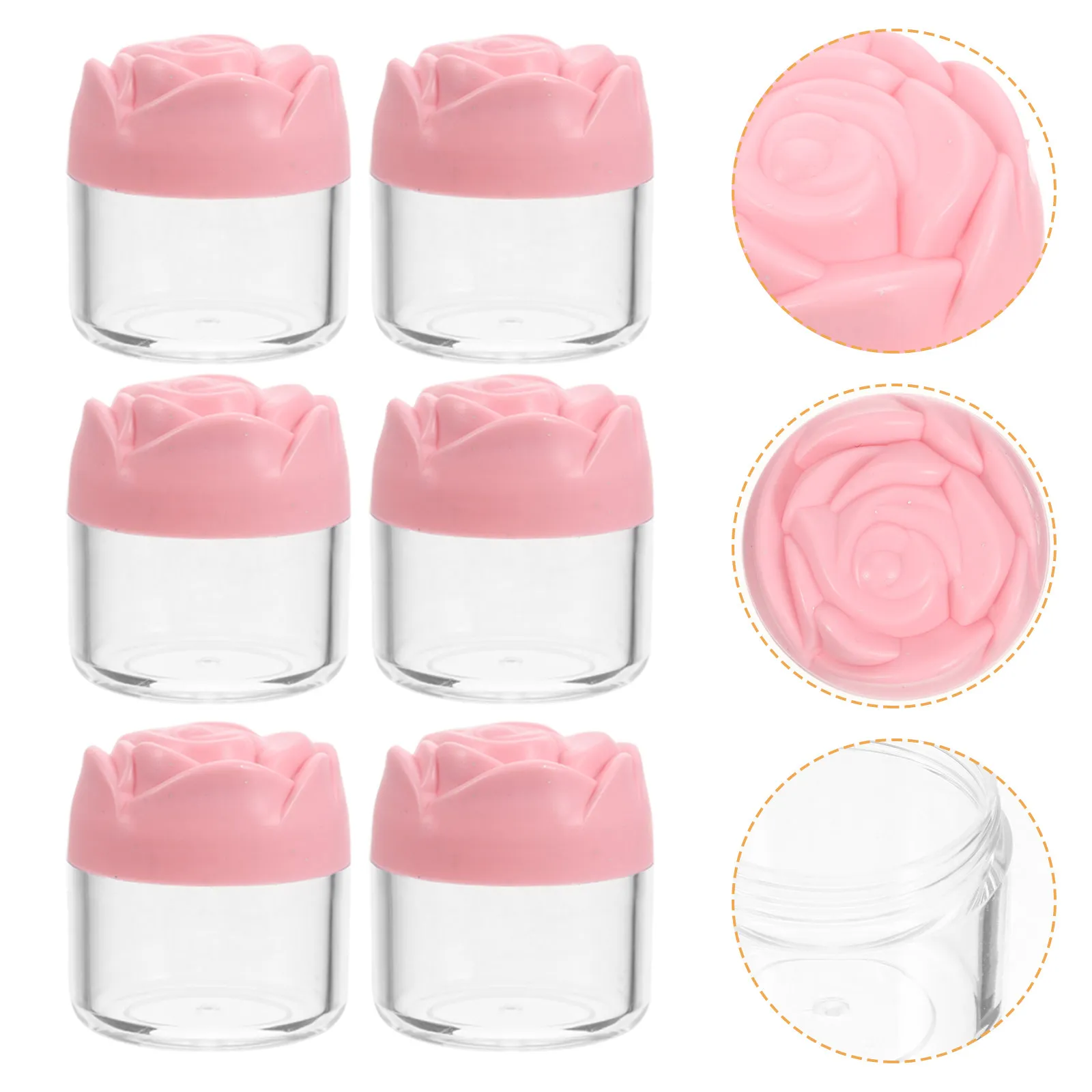 12Pcs Cute Rose Design Refillable Cream Jars Transparent Empty Skincare Storage Jars for Facial Mask Eye Cream Body Scrub Travel