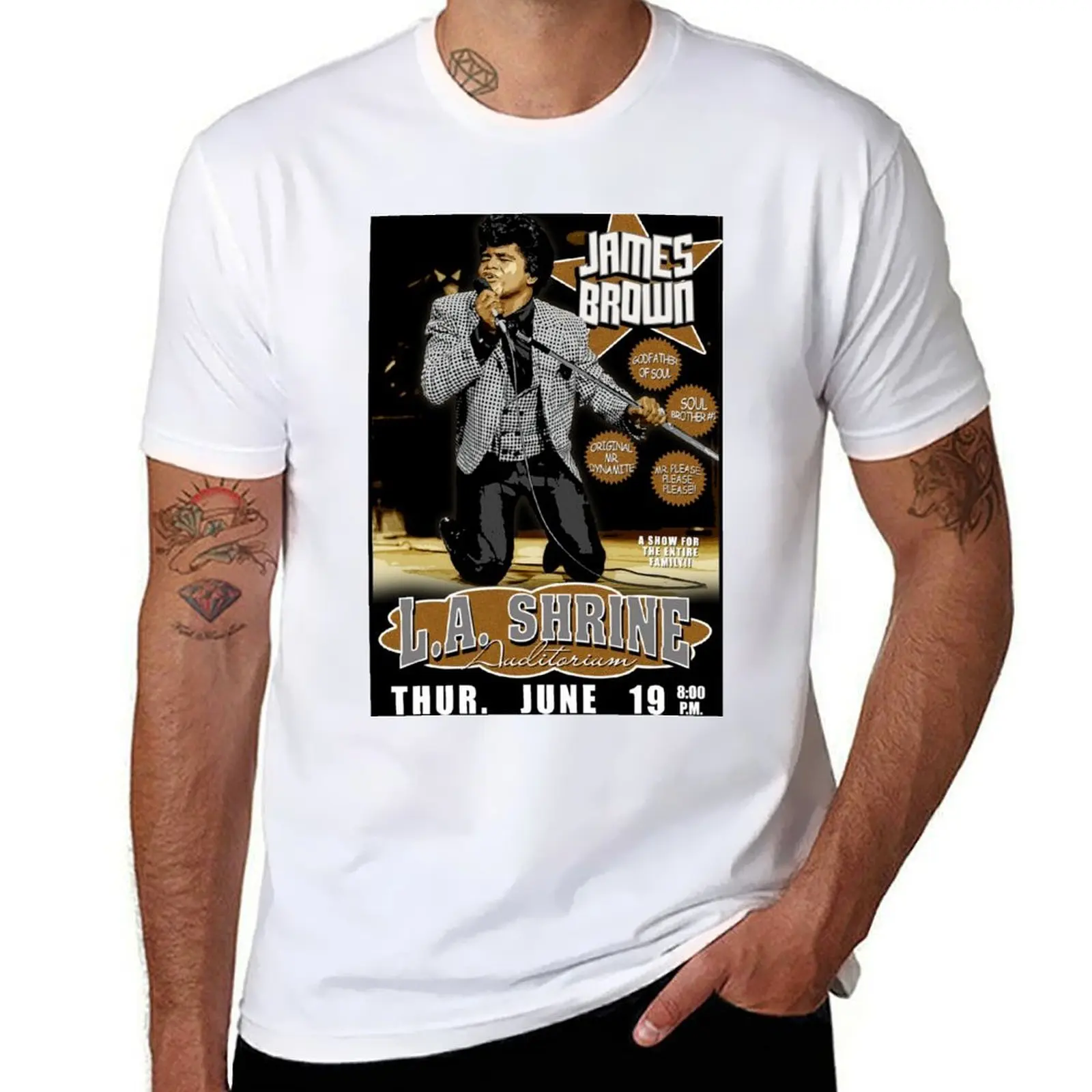 

James Brown Poster D-8 Poster T-Shirt t shirt men 100% cotton luxury brand t shirts for man pack white T-Shirt