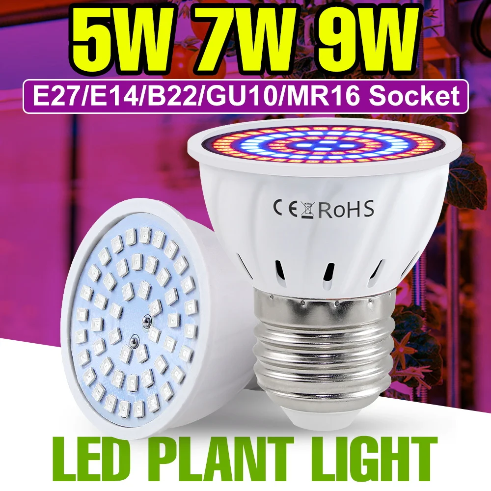 

9W Full Spectrum Indoor Grow Light Bulbs LED Plant Fill Lamp E27/E26 Greenhouse Tent Vegs Fruits Seedlings Cultivation Lighting