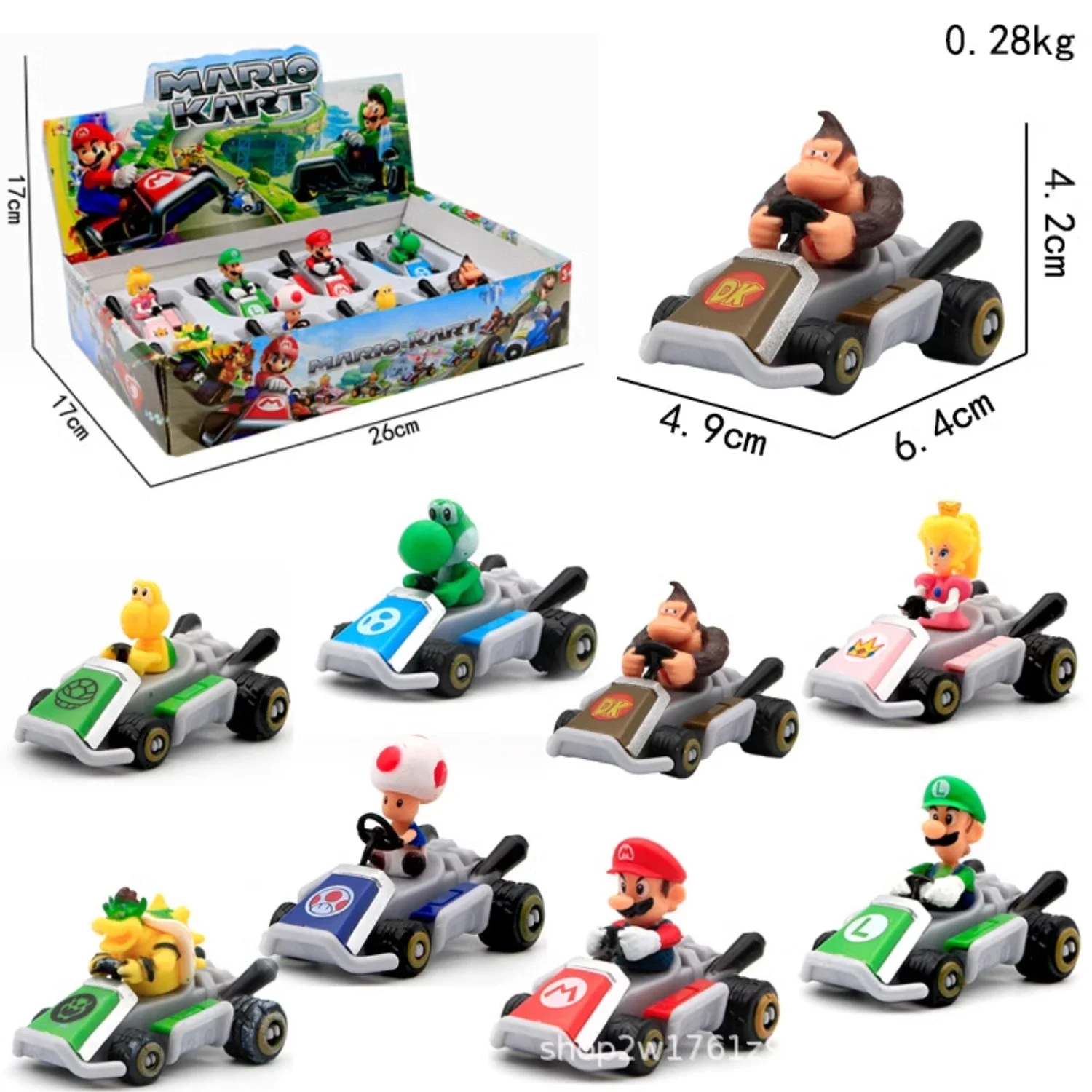 

Super Mario Bros Kart Toy 8pcs Set Cute Game Figure Car Racing New Cartoon Karts Model Ornaments Home Decoration Children Gift