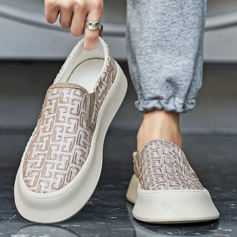 

2025 Autumn New Fashion Shallow Mouth Casual Canvas Shoes for Men Breathable Comfortable Niche Design Versatile Chunky Sneakers