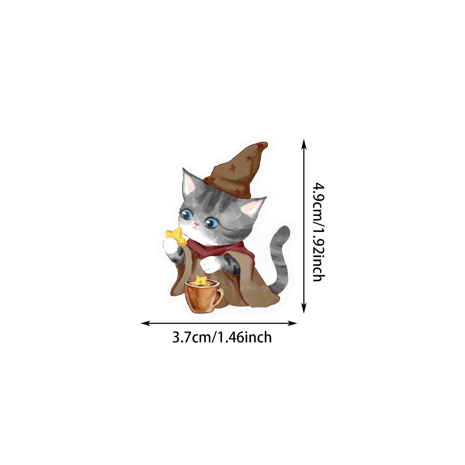 50PCS Magische Katze Café Aufkleber Exquisite Tier Handbücher Handy Fällen Laptops Koffer Transparente Wasserdichte Aufkleber