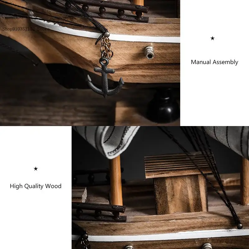 Pirate Ship Sailing Wooden Sailing Model Home Decorative Accessories Living Room Ship Model