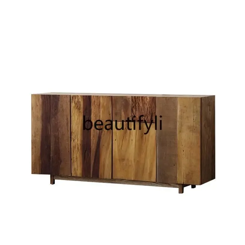 

TV cabinet, living room dining side cabinet, retro storage, solid wood furniture, modern Chinese wabi-sabi multi-bucket cabinet