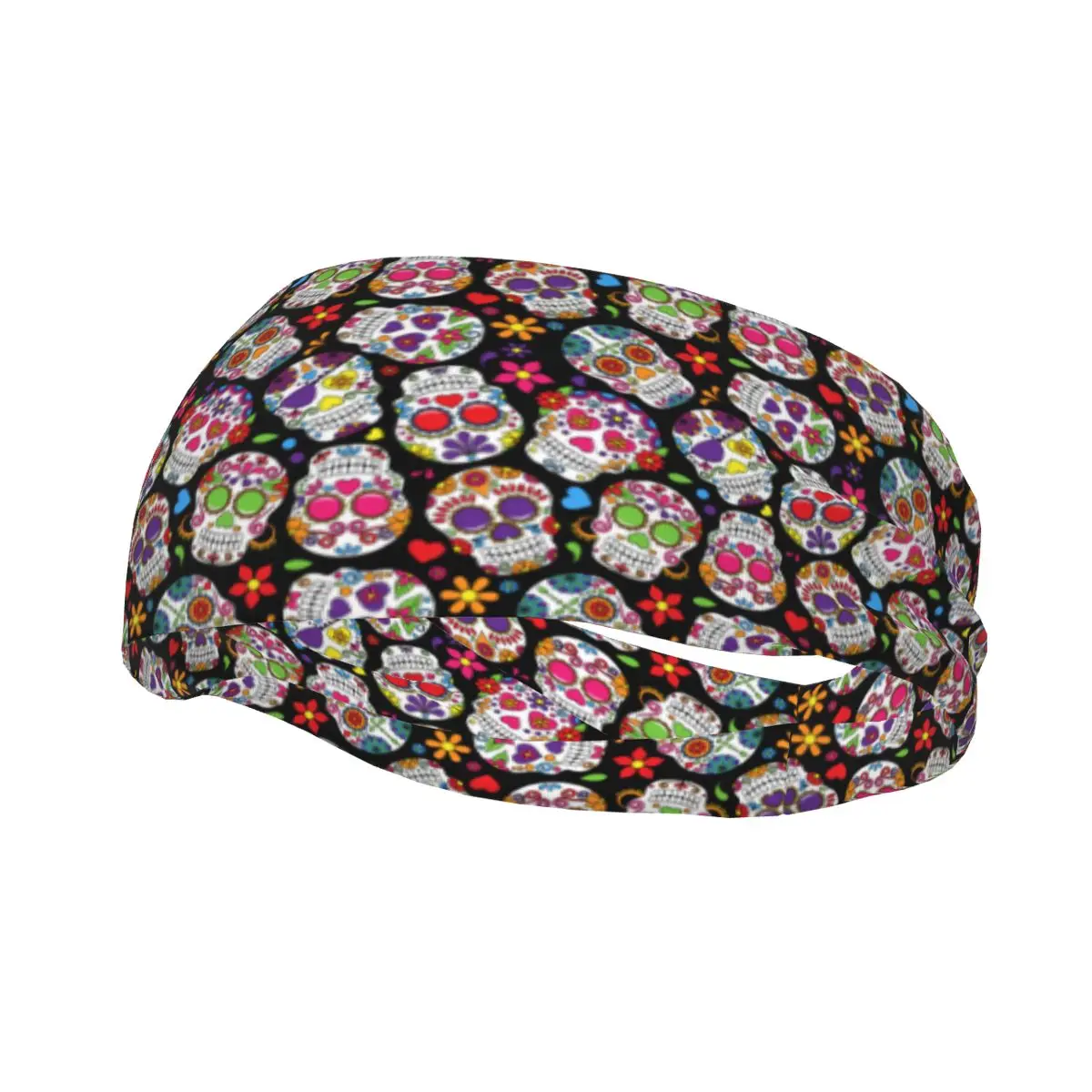 

Day Of The Dead Sugar Skull Background Elastic Hair Band Yoga Headband Makeup Hair Hoop Headwrap