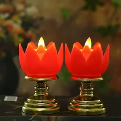 2PCS/LOT Plastic Simulated Candlestick Home Buddha Hall Prayer Candle Decoration Feng Shui Buddhism