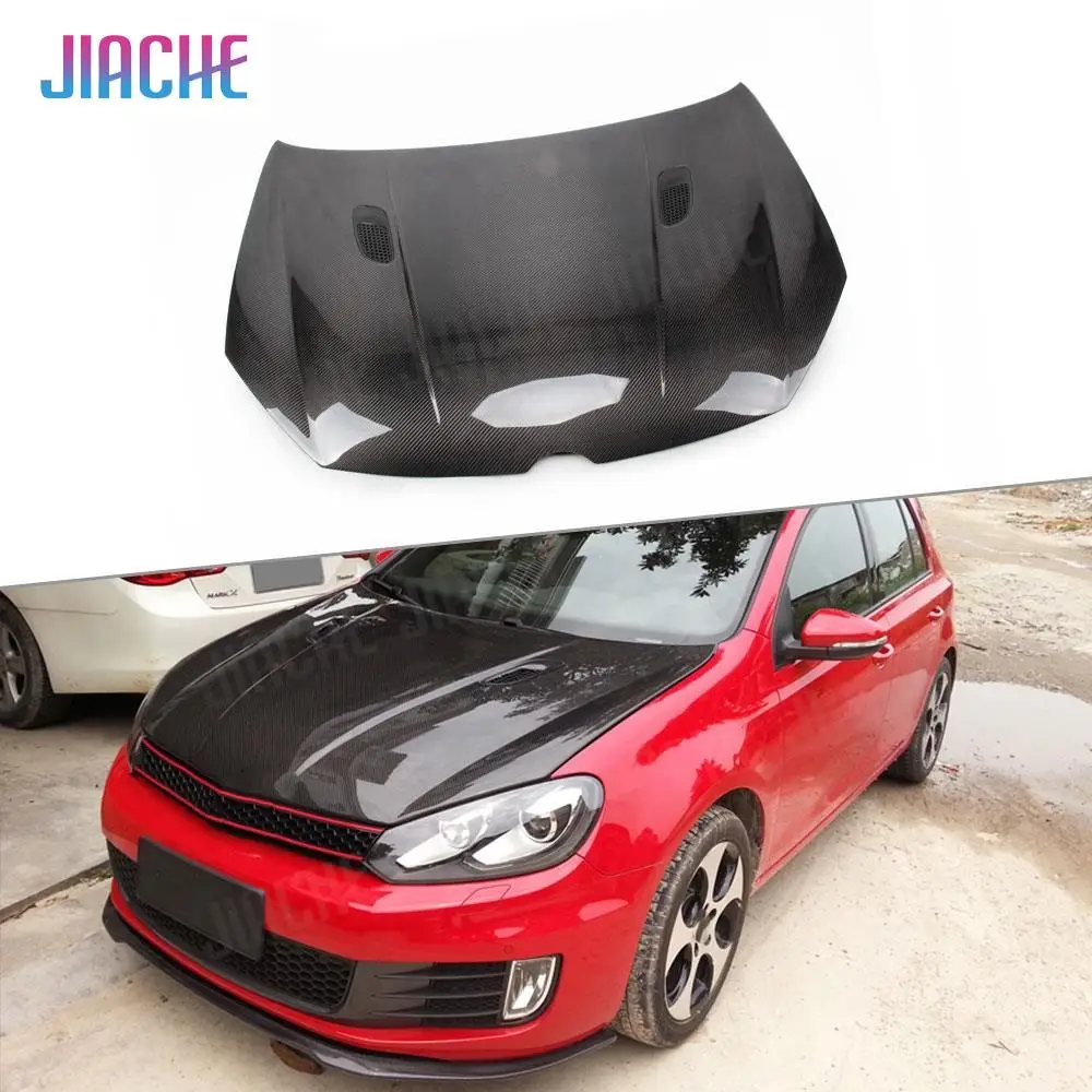 Real Carbon Fiber Front Engine Hood Bonnet Cap Air Vent Mesh Cover for VW Golf 6 VI MK6 GTI R20 2010-2013 Car Bodykit