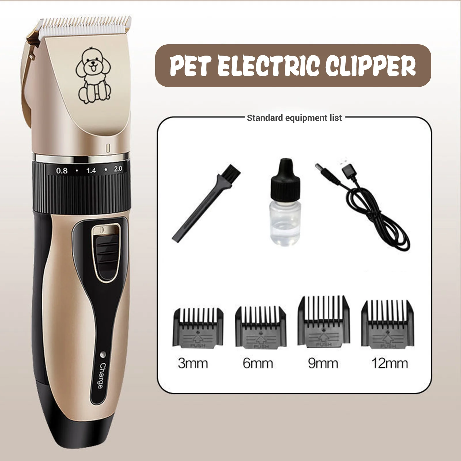 Recarregável Low Noise Hair Shaver, Clippers sem fio, Shaver para animais de estimação, cães, gatos, coelho