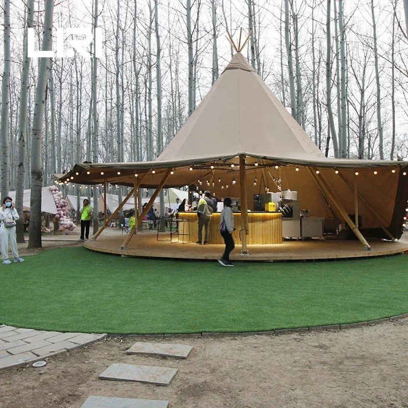 Large Luxury Glamping Wooden Pole Tipi Tent for Outdoor Wedding and Events