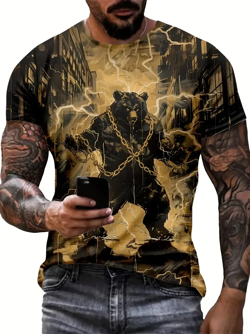 

Men's T Shirt Summer Casual Short Sleeve Animal Pattern Print Crew Neck Pullover Fashion Male Funny T-Shirts Oversized Clothing