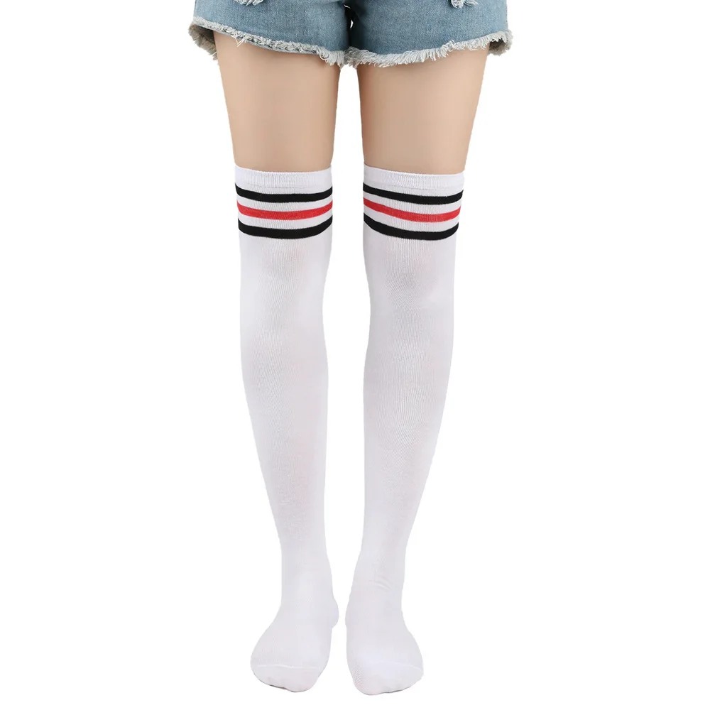 Frauen JK Strümpfe Halloween Party Cosplay Socken Über Knie Oberschenkel Socken Warme Strumpf Frauen Boot Socke Triple Streifen Lange Socken – Detail 6