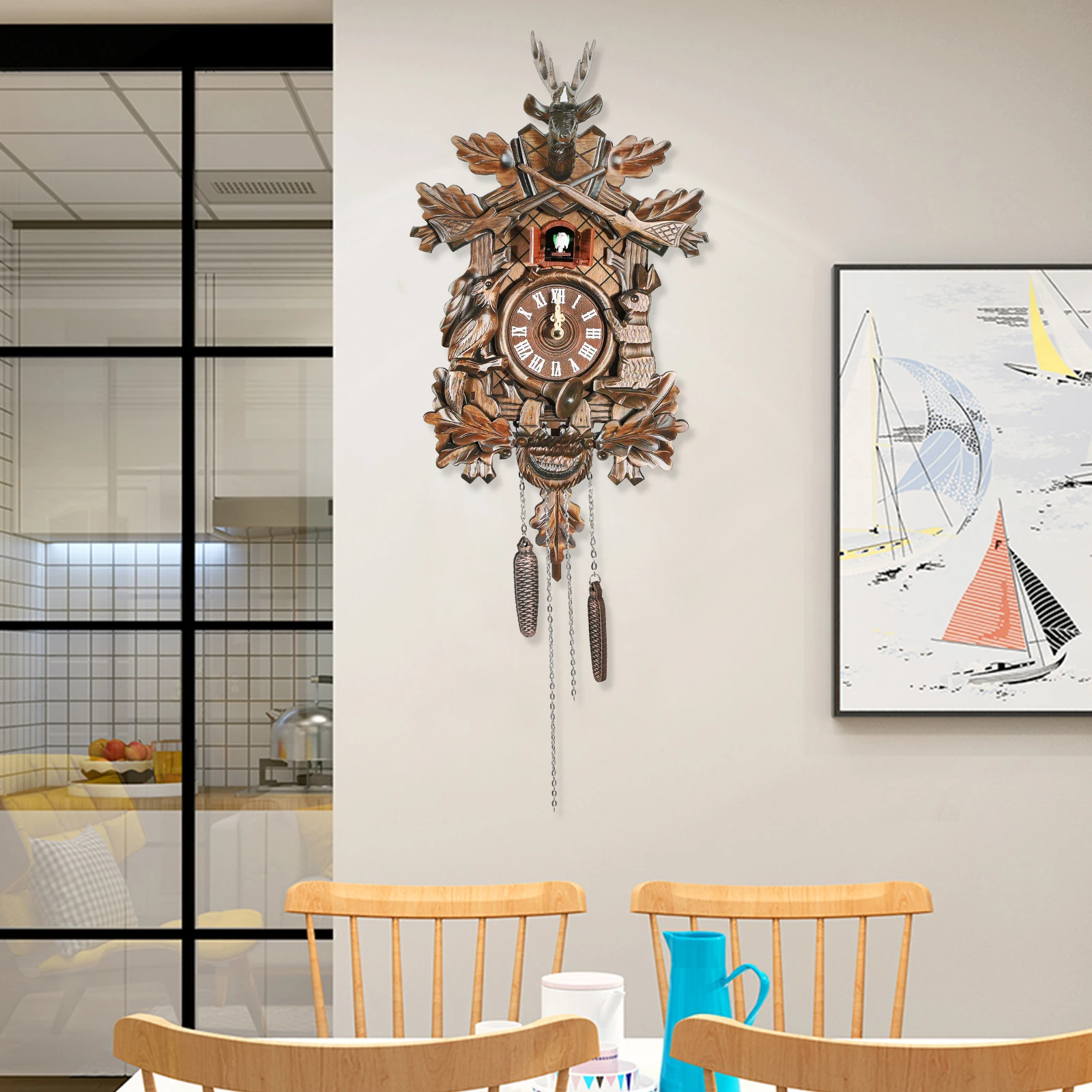 

Retro Cuckoo Wall Clock Wall-mounted for Living Room, Dining Room, Parlor, Study Room, Office