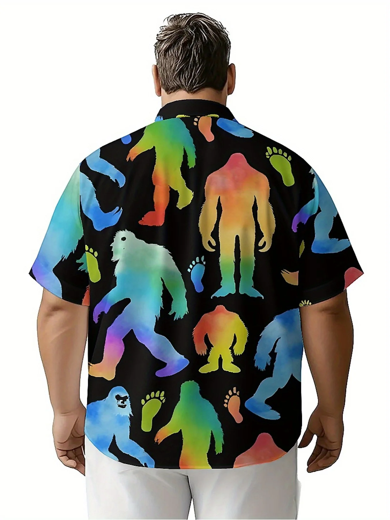 Men's Plus Size Hawaiian Shirts Mysterious Creature Camouflage Pattern,New in Summer Fashion Tops,Hip Hop Rock Streetwear