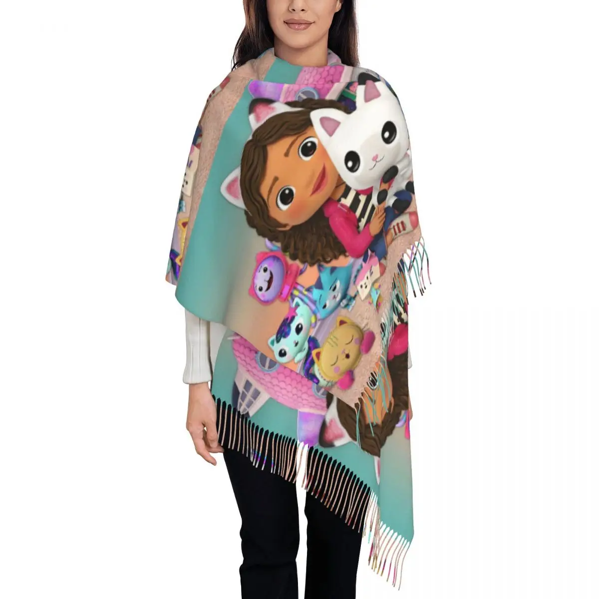 

Customized Print Gabbys Dollhouse Cartoon Scarf Men Women Winter Warm Scarves Mercat Cats Shawl Wrap