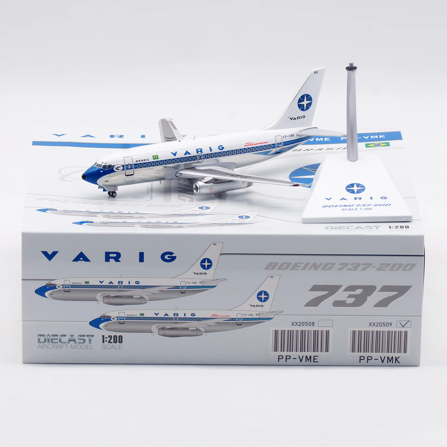 

XX20509 Alloy Collectible Plane Gift JC Wings 1:200 Varig [Polished] Boeing B737-200 Diecast Aircraft Jet Model PP-VMK