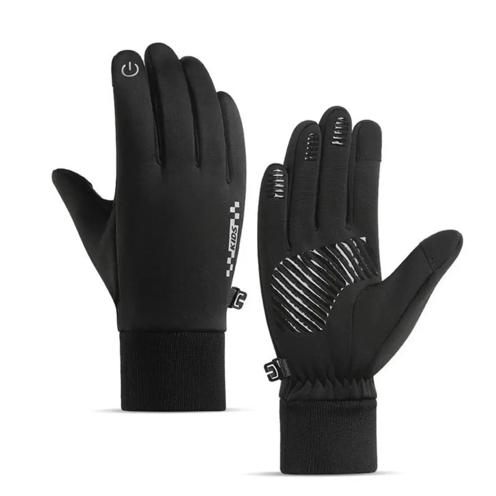 Guantes antideslizantes de invierno para niños, guantes cálidos para montar en bicicleta con pantalla táctil y dedos completos, reflectantes a prueba de alas frías