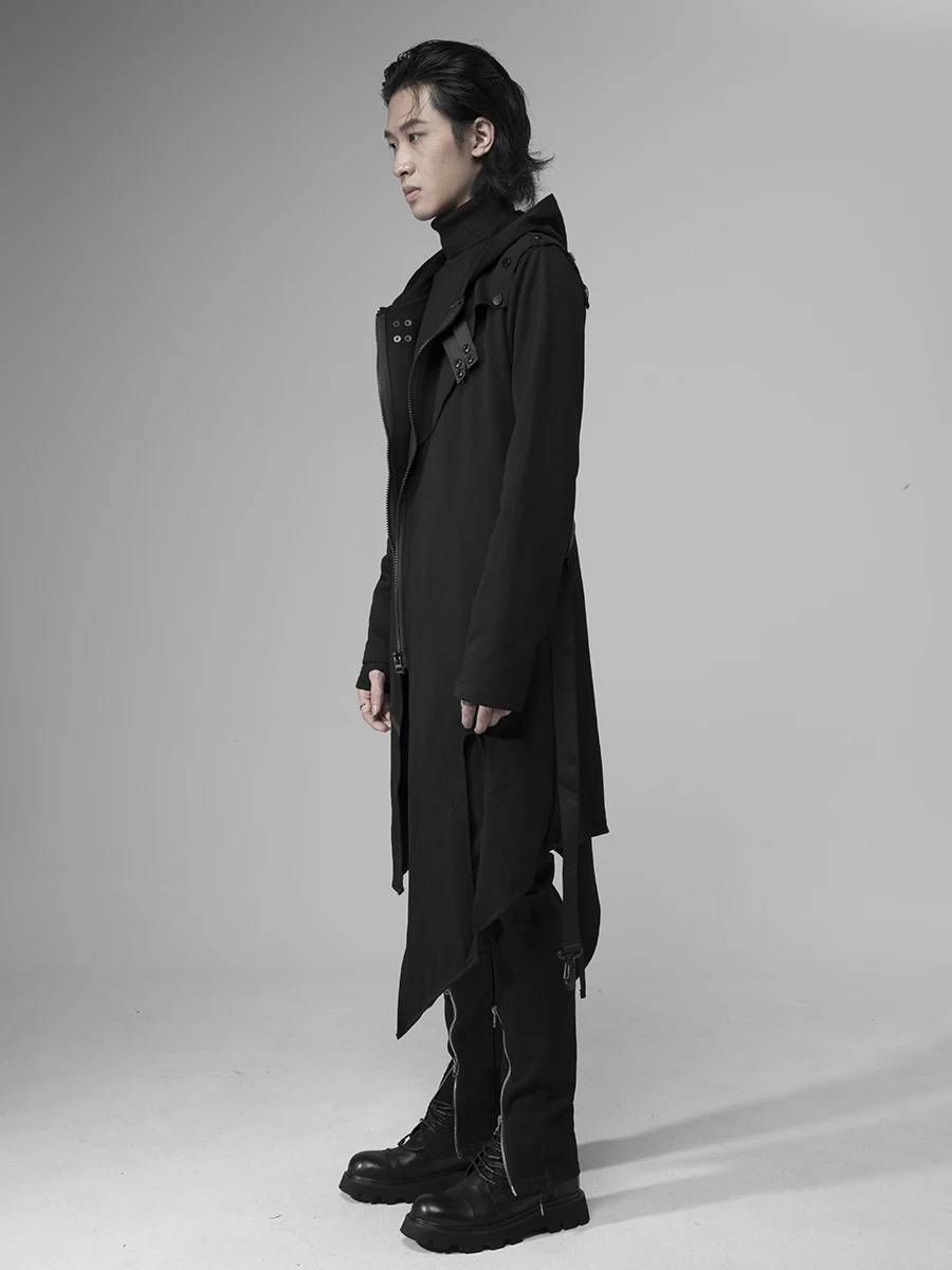 Gothic Cape Windbreaker Cape Coat Men's Hoodie Personality Trend Dark Design Robe Slim