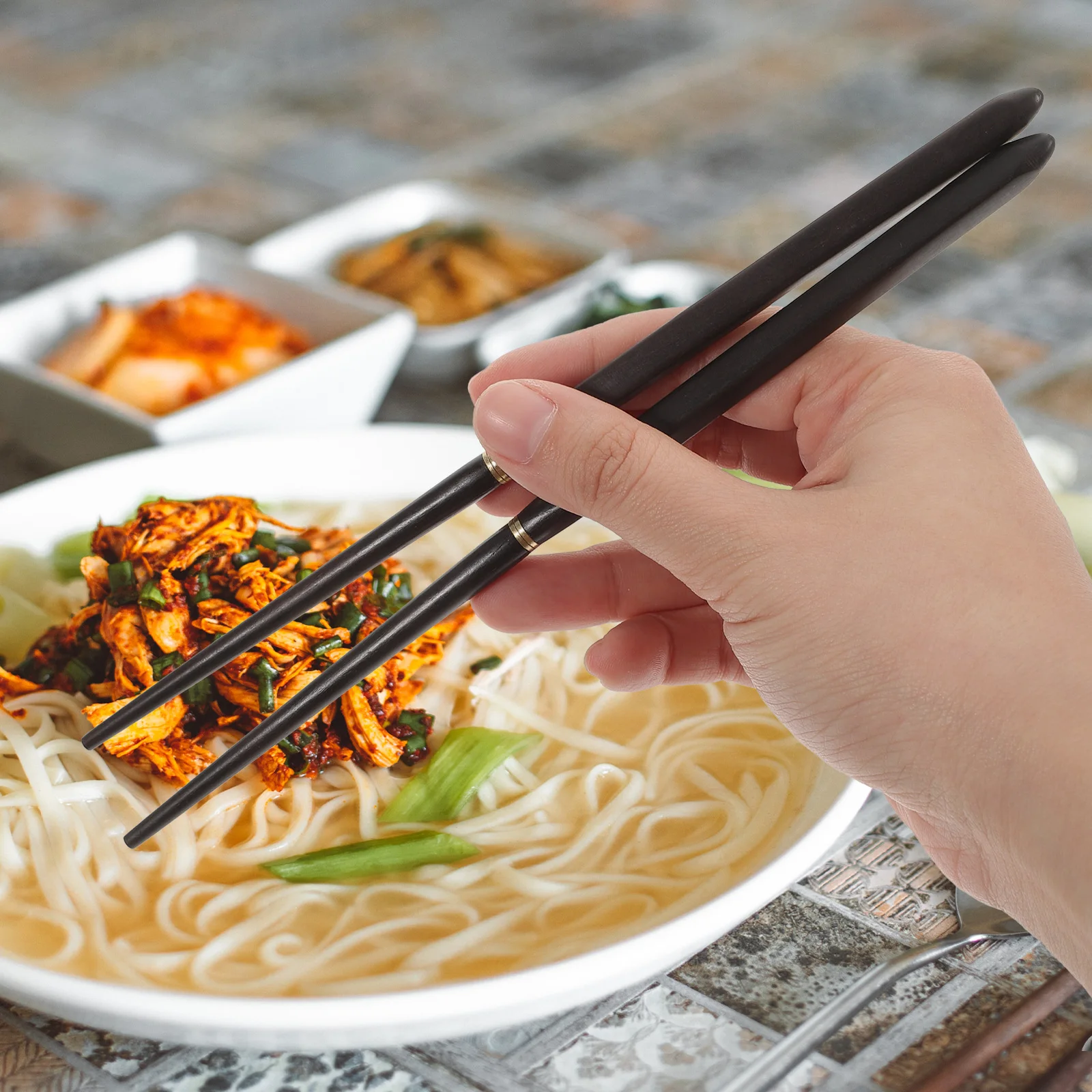

Foldable Chopsticks Set Collapsible Travel Cutlery Case Portable Dining Utensils ebony Material Antibacteria Safe