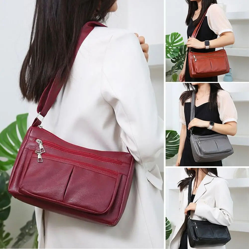 Versatile Faux Leathe Womens Shoulder Bags Water Resistant 4 Color Messenger Bag Crossbody Bag Womens