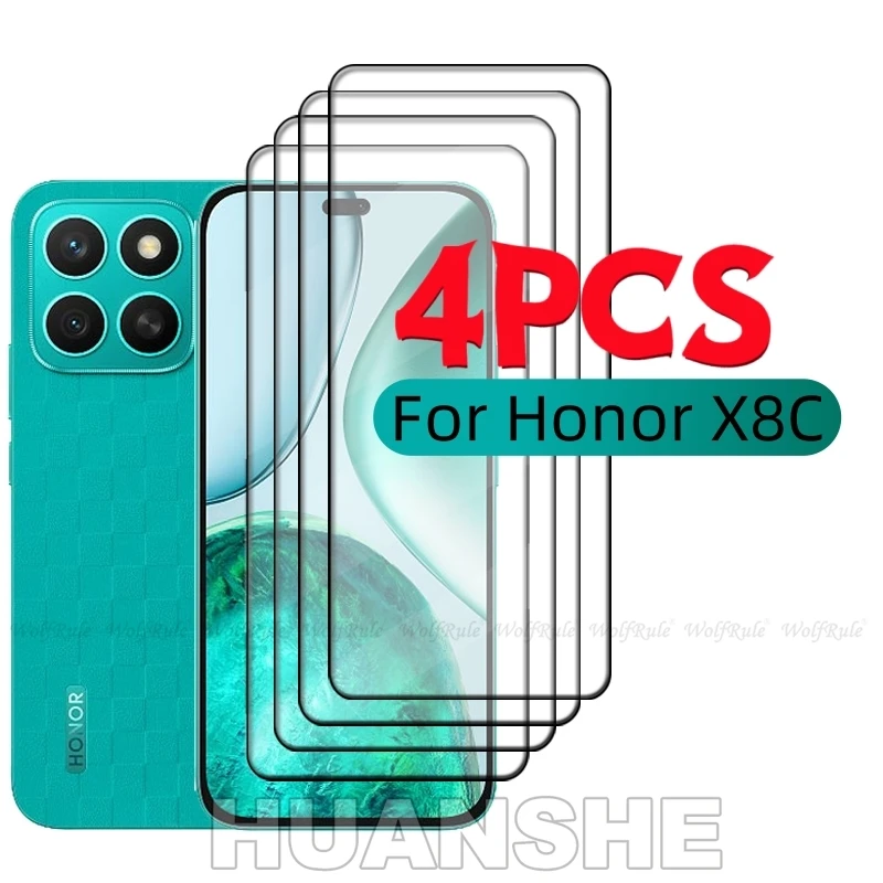 

3-4pcs 9H HD Full Cover Glue Tempered Glass Screen Protector for Huawei Honor X8C