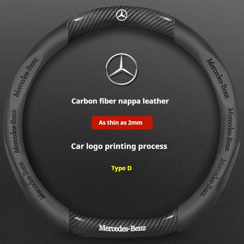 Car AntiSlip Carbon Fiber Leather Steering Wheel Cover For Mercedes-Benz A B C E S V R-Class C43 CLA GLA GLB GLC GLK SLK SL Vito