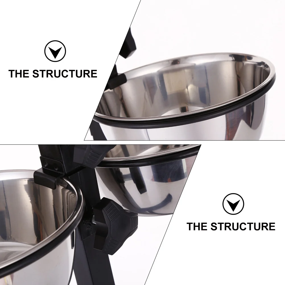 

1Set Pet Dog Cat Bowl Feeder Folding Adjustable Height Stainless Steel Food Water Bowls Set Durable Stable Base
