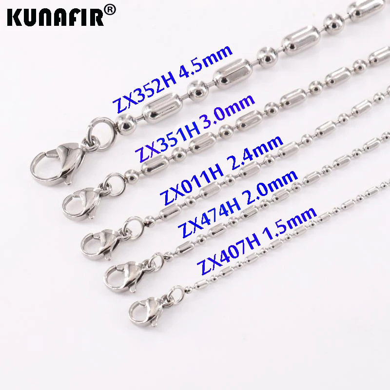 KUNAFIR Welding Bamboo Joint Chains Ball Necklace Stainless Steel Fashion Jewelry Man Male ZX011H